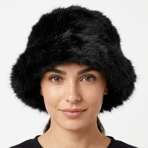 Parkhurst Faux Fur Hat Black Faux Mink Winter Bucket Hat Russian Style Mob Wife
